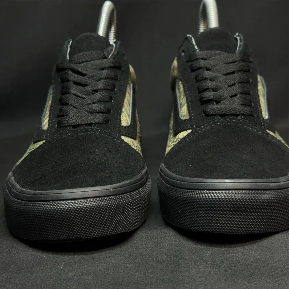 Vans Old‎ Skool Shoes Mens Size 4.5 Womens 6 Black Camo Suede Canvas Skate